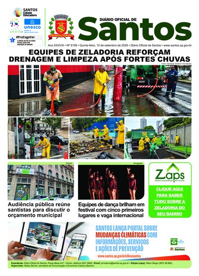 Imagem da primeira página do Diário Oficial de 10/09/2026