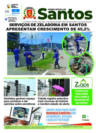 Imagem da primeira página do Diário Oficial de 15/09/2026