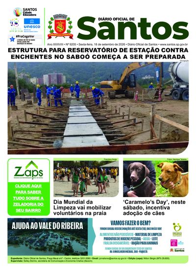 Imagem da primeira página do Diário Oficial de 18/09/2026