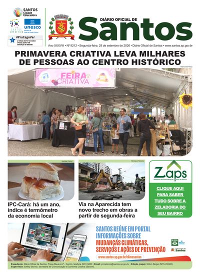Imagem da primeira página do Diário Oficial de 28/09/2026