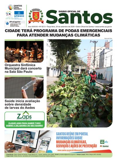 Imagem da primeira página do Diário Oficial de 29/09/2026
