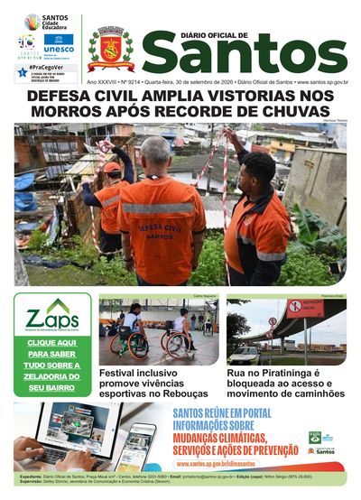 Imagem da primeira página do Diário Oficial de 30/09/2026