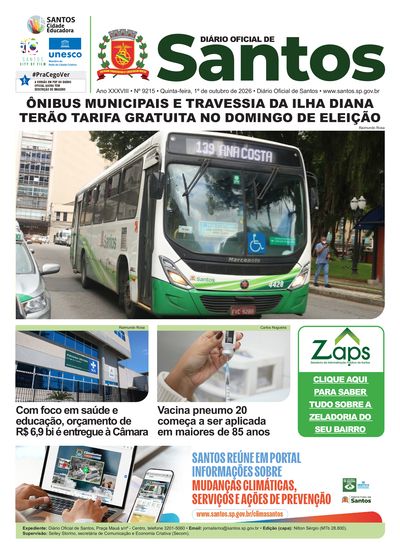 Imagem da primeira página do Diário Oficial de 01/10/2026