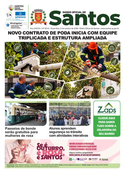Imagem da primeira página do Diário Oficial de 06/10/2026