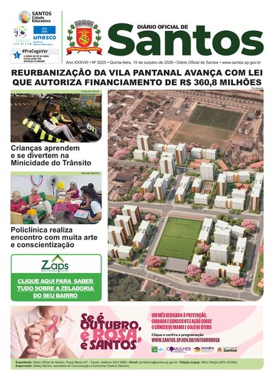 Imagem da primeira página do Diário Oficial de 15/10/2026