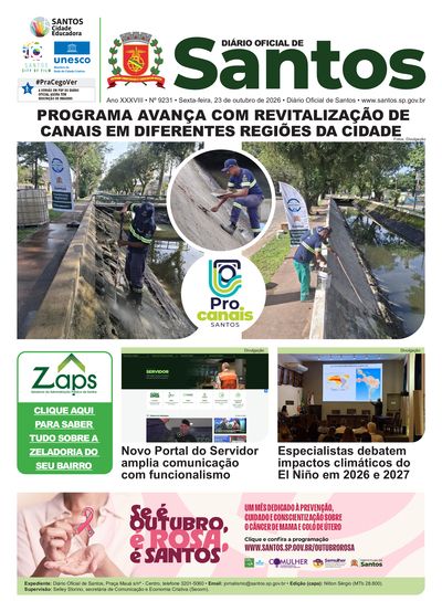 Imagem da primeira página do Diário Oficial de 23/10/2026