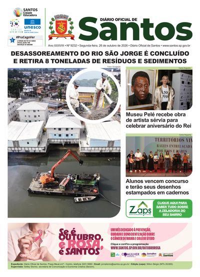 Imagem da primeira página do Diário Oficial de 26/10/2026