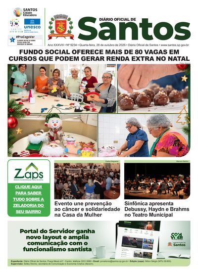 Imagem da primeira página do Diário Oficial de 28/10/2026