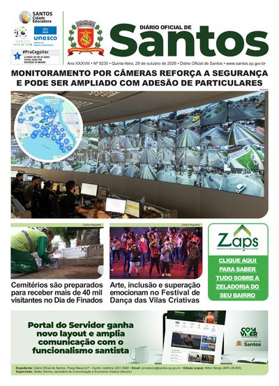 Imagem da primeira página do Diário Oficial de 29/10/2026